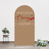 Lofaris Our Little Cherry On Top Arch Backdrop Minimalist Retro Themed Baby Shower Vintage Fruit Welcome Sign Decor